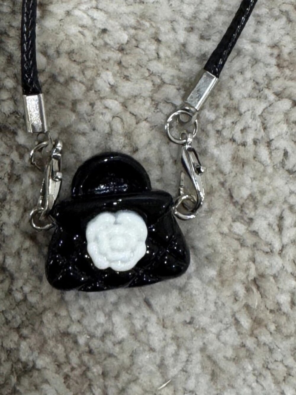 Labubu Doll Bag Charm – Black Quilted Handbag | Brand New